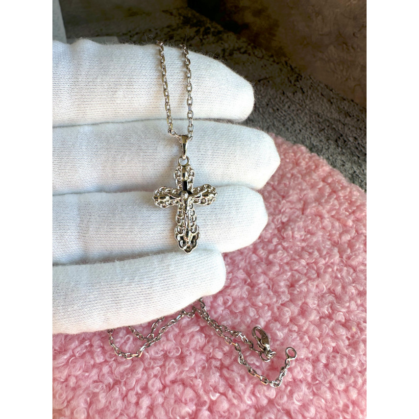 Крестик с распятием в кружевном дизайне и цепочкой 55 см., Xuping Jewelry