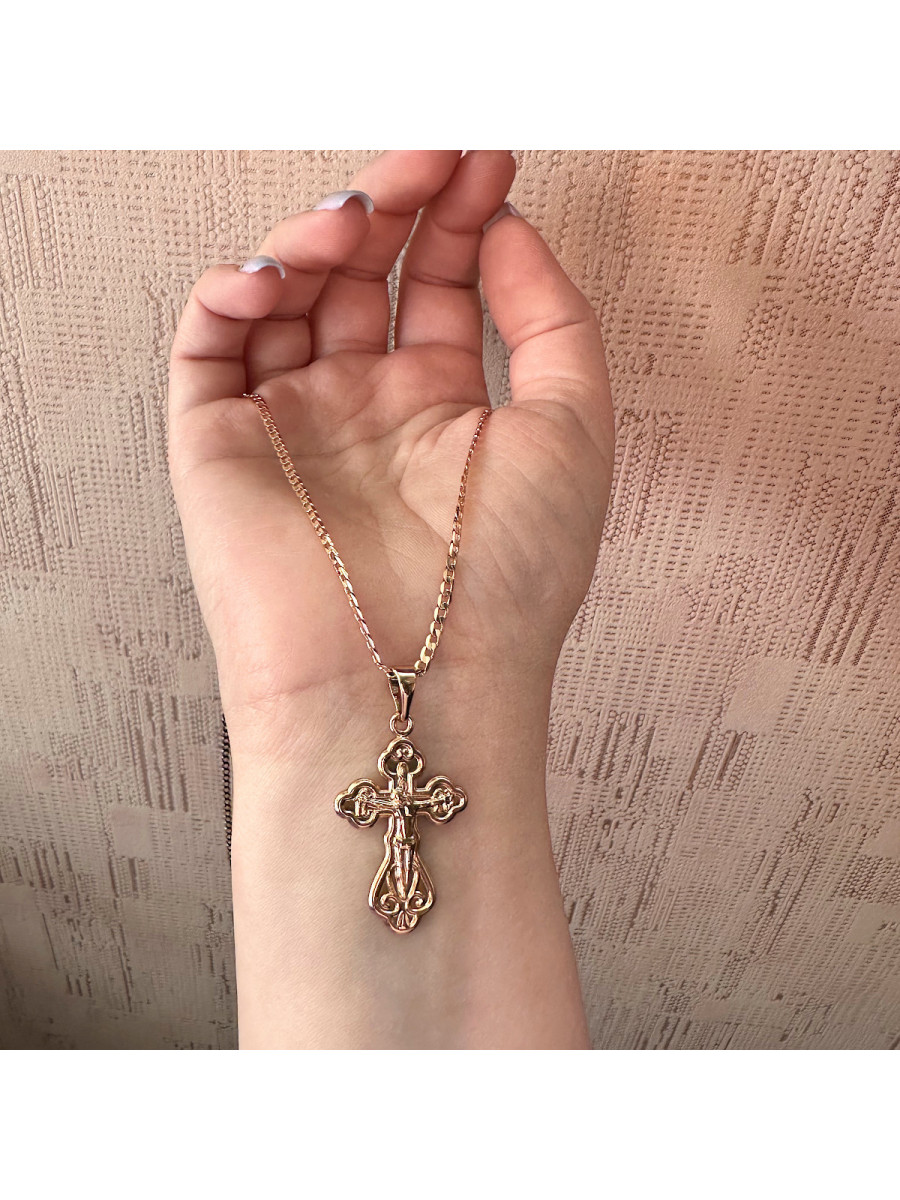 Нательный крест "Спаси и Сохрани" в золоте на цепочке 59 см., Xuping Jewelry Нательный крест "Спаси и Сохрани" в золоте на цепочке 59 см., Xuping Jewelry