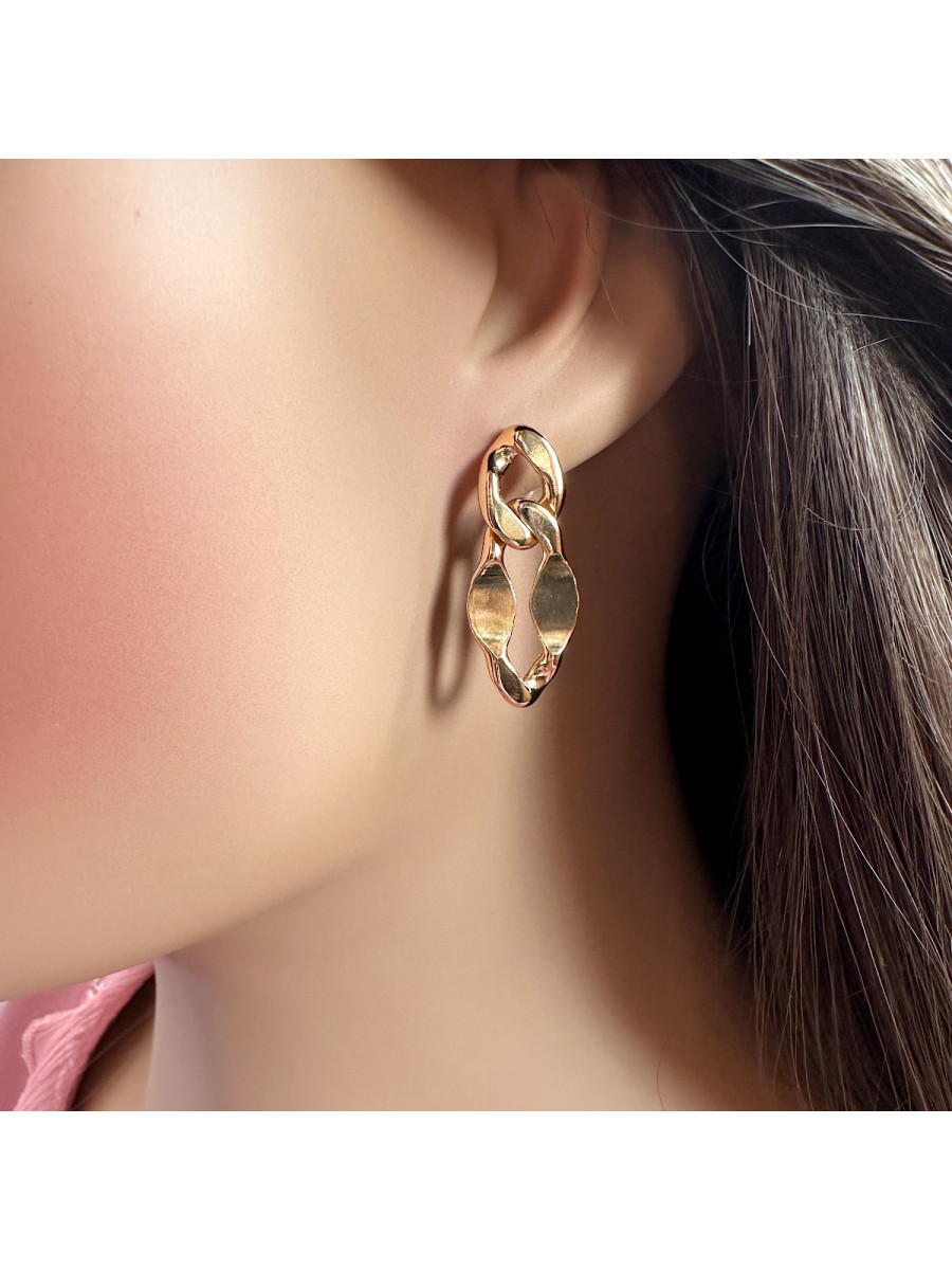 Серьги-гвоздики в виде цепей в золоте, Xuping Jewelry