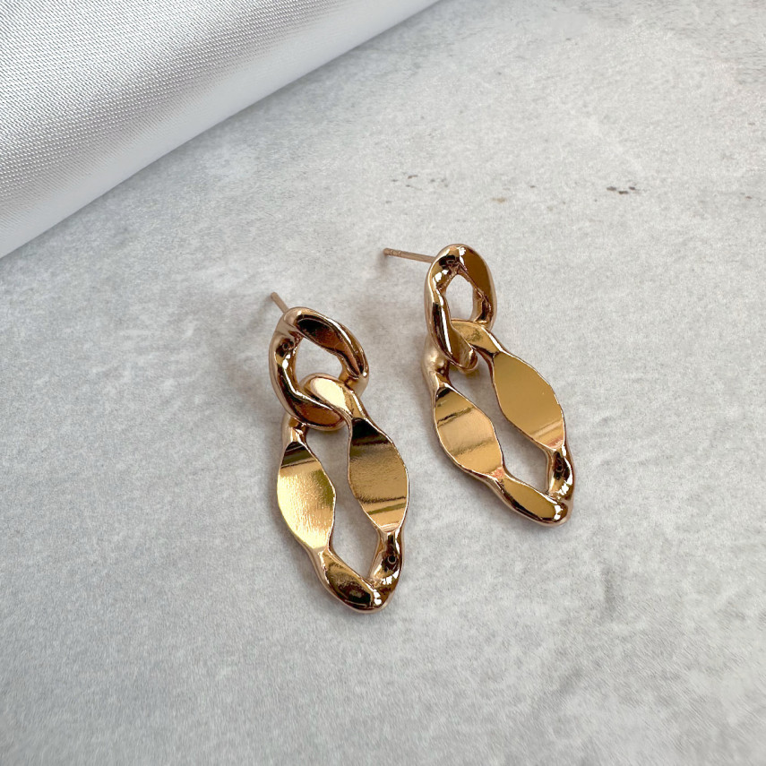 Серьги-гвоздики в виде цепей в золоте, Xuping Jewelry