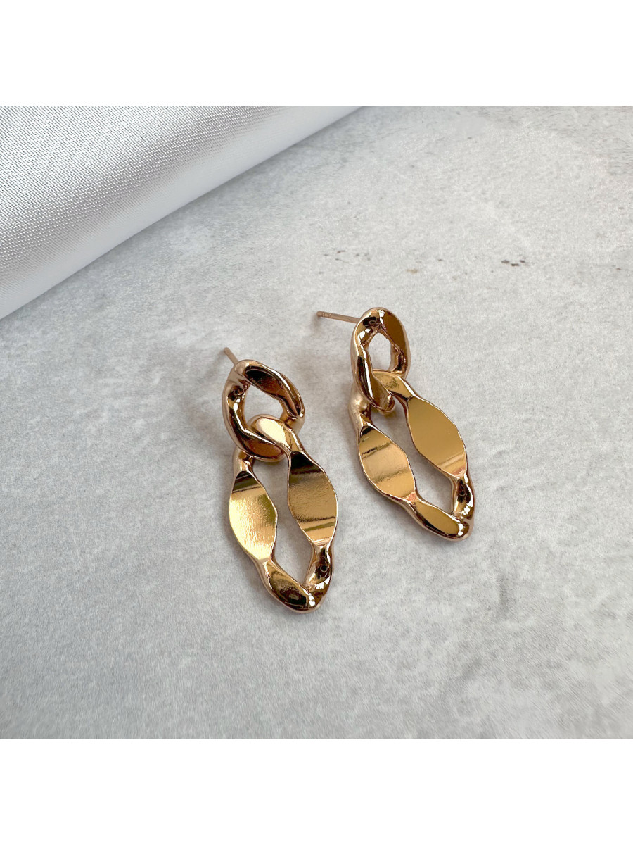 Серьги-гвоздики в виде цепей в золоте, Xuping Jewelry