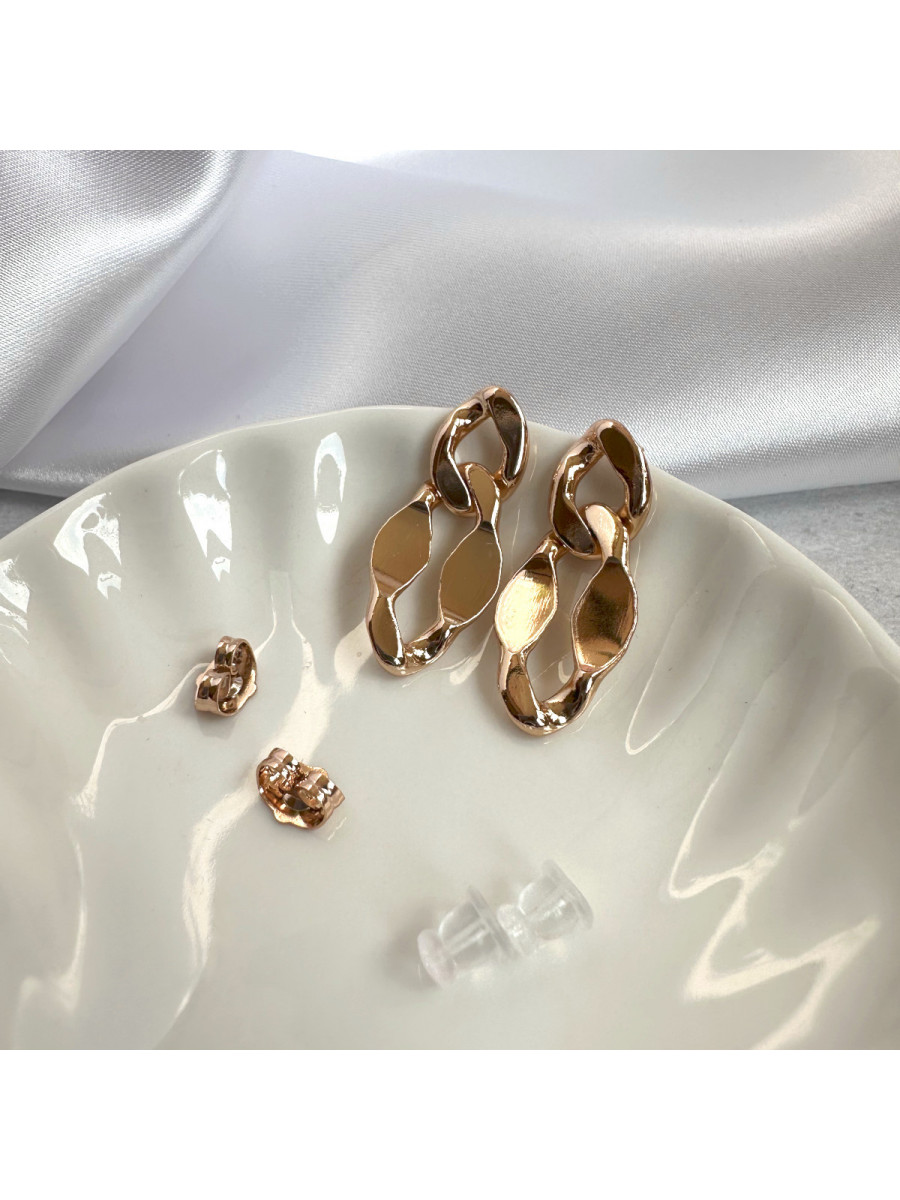 Серьги-гвоздики в виде цепей в золоте, Xuping Jewelry