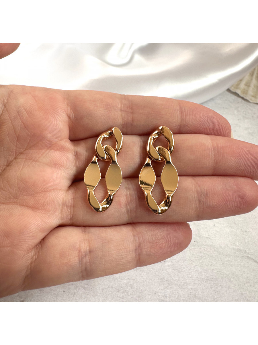 Серьги-гвоздики в виде цепей в золоте, Xuping Jewelry