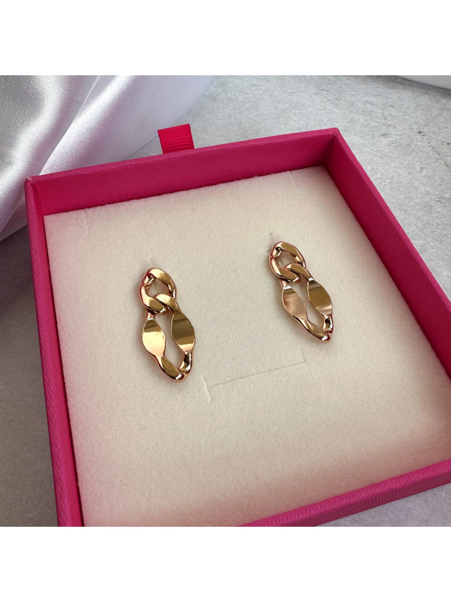 Серьги-гвоздики в виде цепей в золоте, Xuping Jewelry