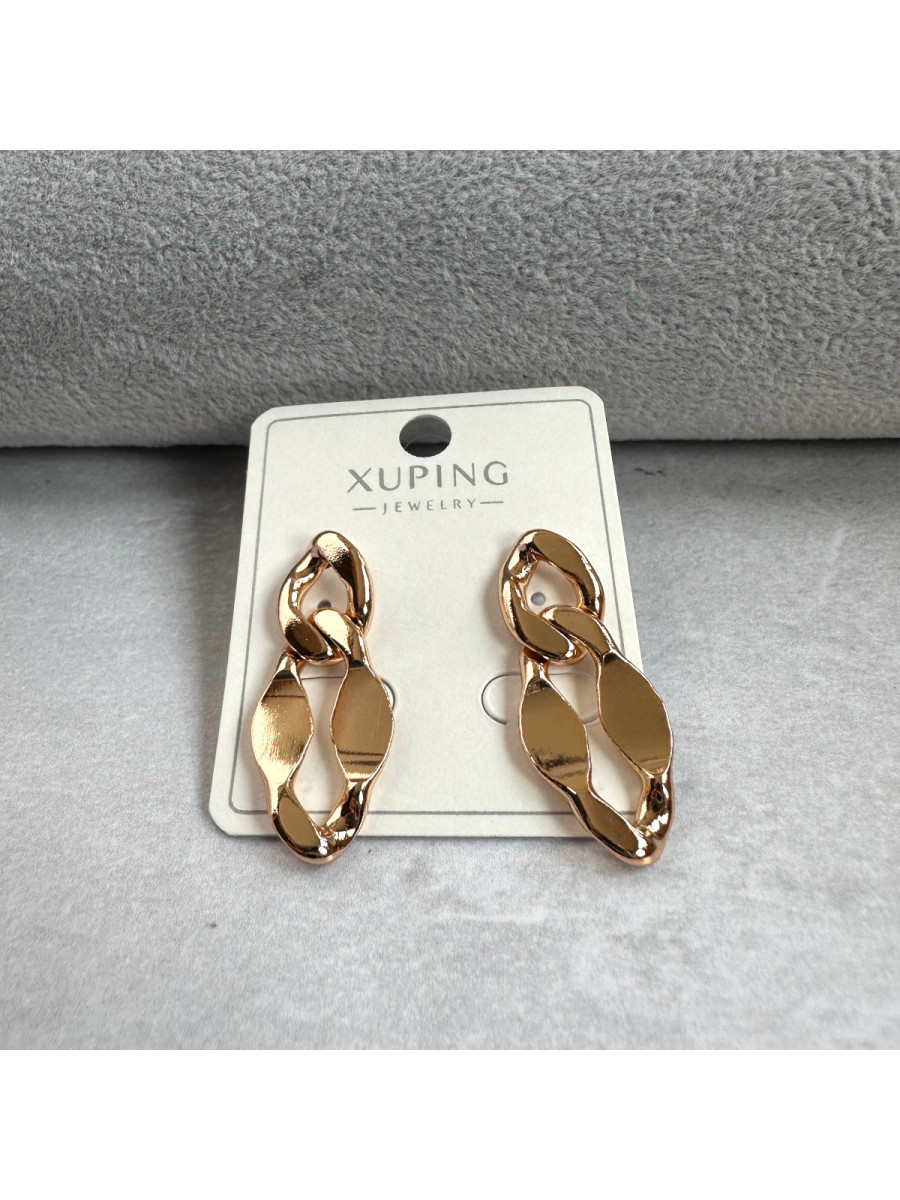 Серьги-гвоздики в виде цепей в золоте, Xuping Jewelry