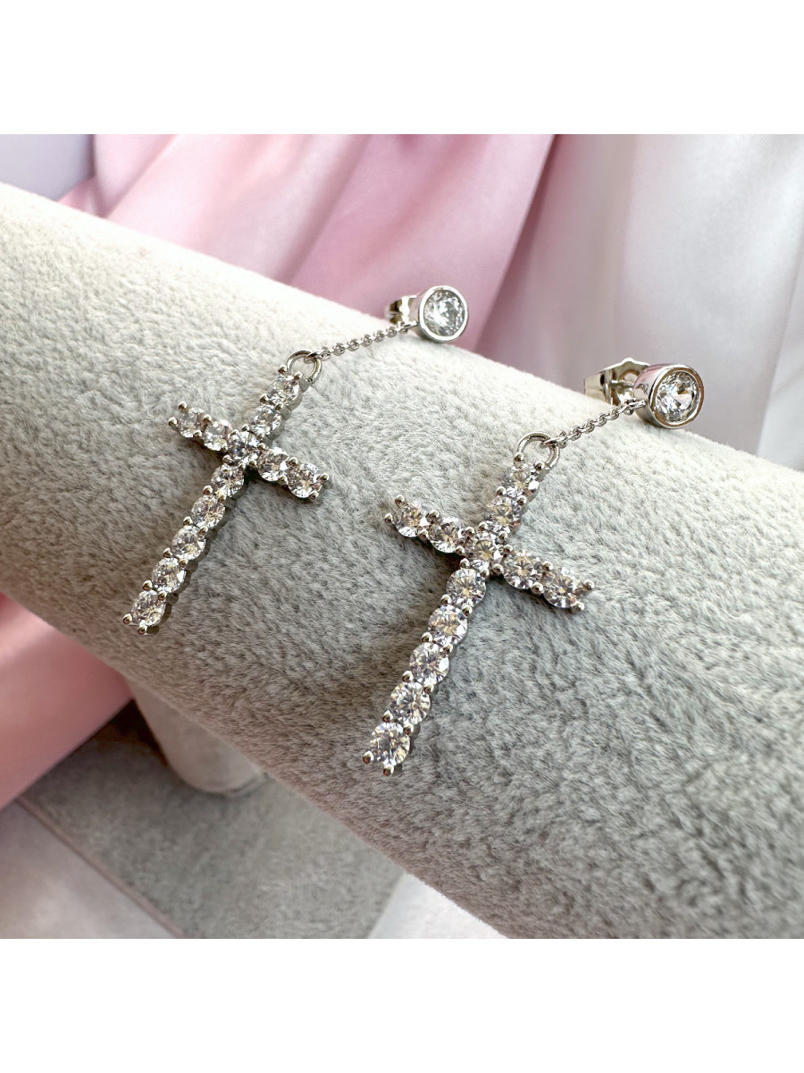 Серьги с подвеской-крестом из фианитов, Xuping Jewelry Серьги с подвеской-крестом из фианитов, Xuping Jewelry