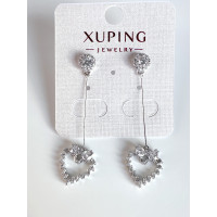 Серьги "Гламур" с подвеской-сердцем на струне, Xuping Jewelry