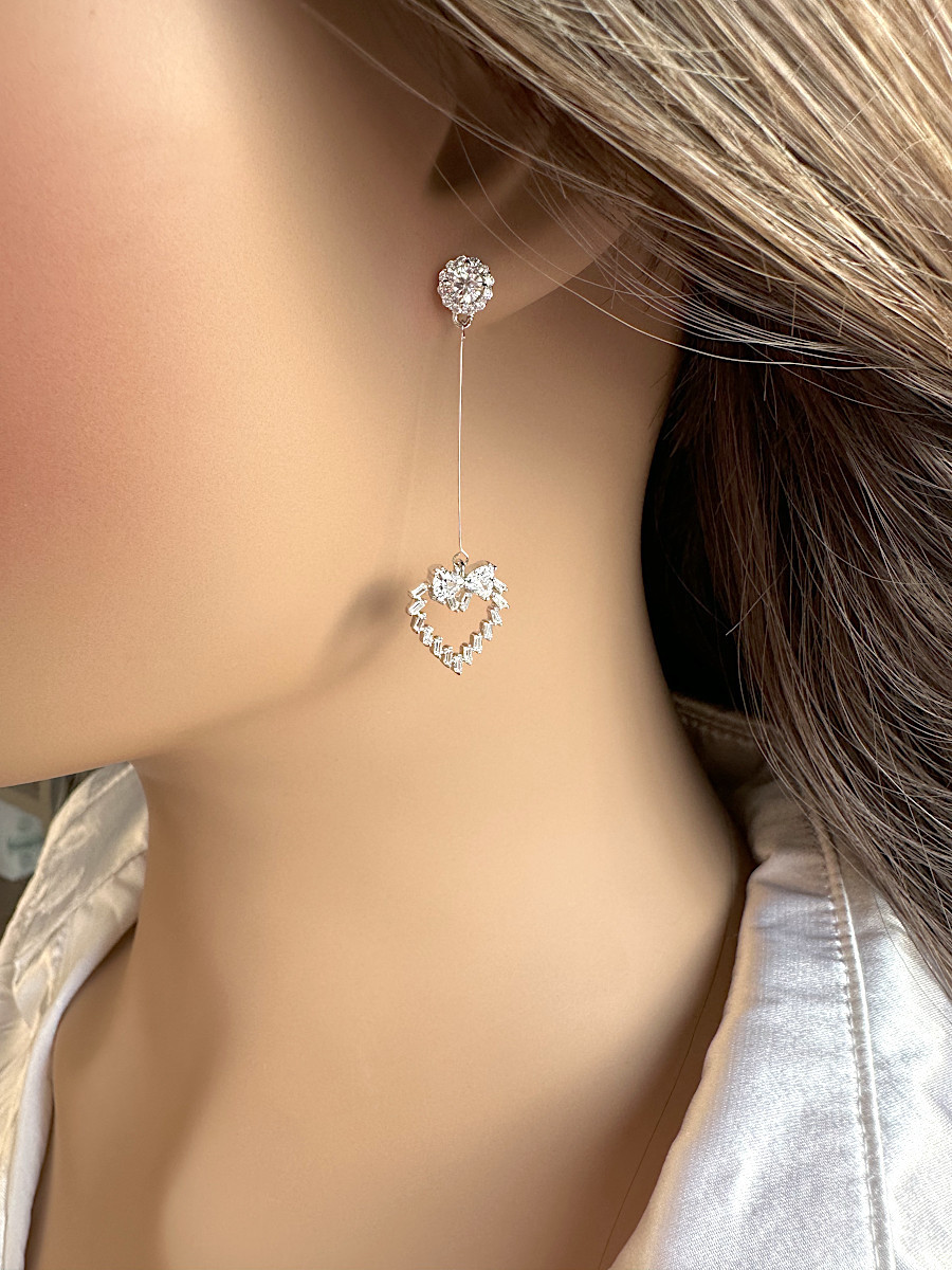 Серьги "Гламур" с подвеской-сердцем на струне, Xuping Jewelry