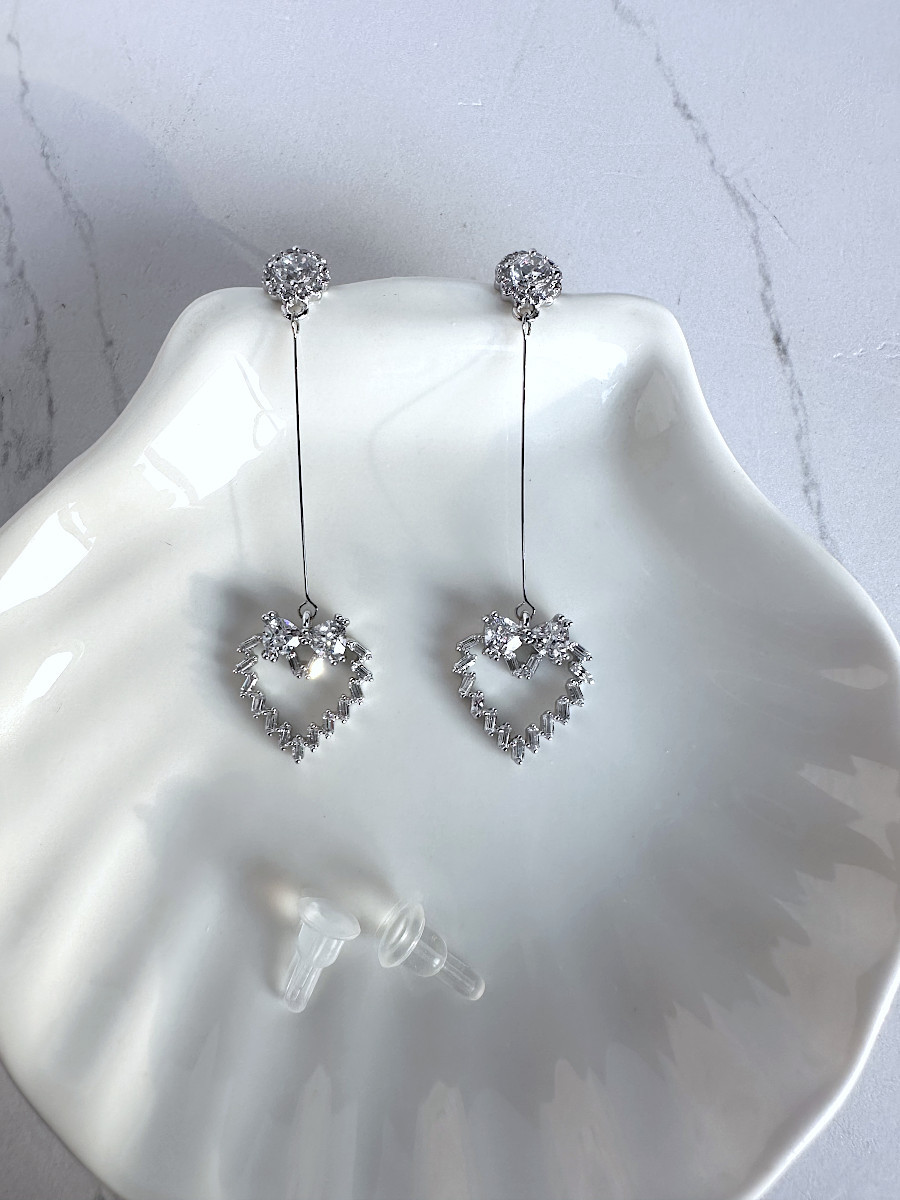 Серьги "Гламур" с подвеской-сердцем на струне, Xuping Jewelry