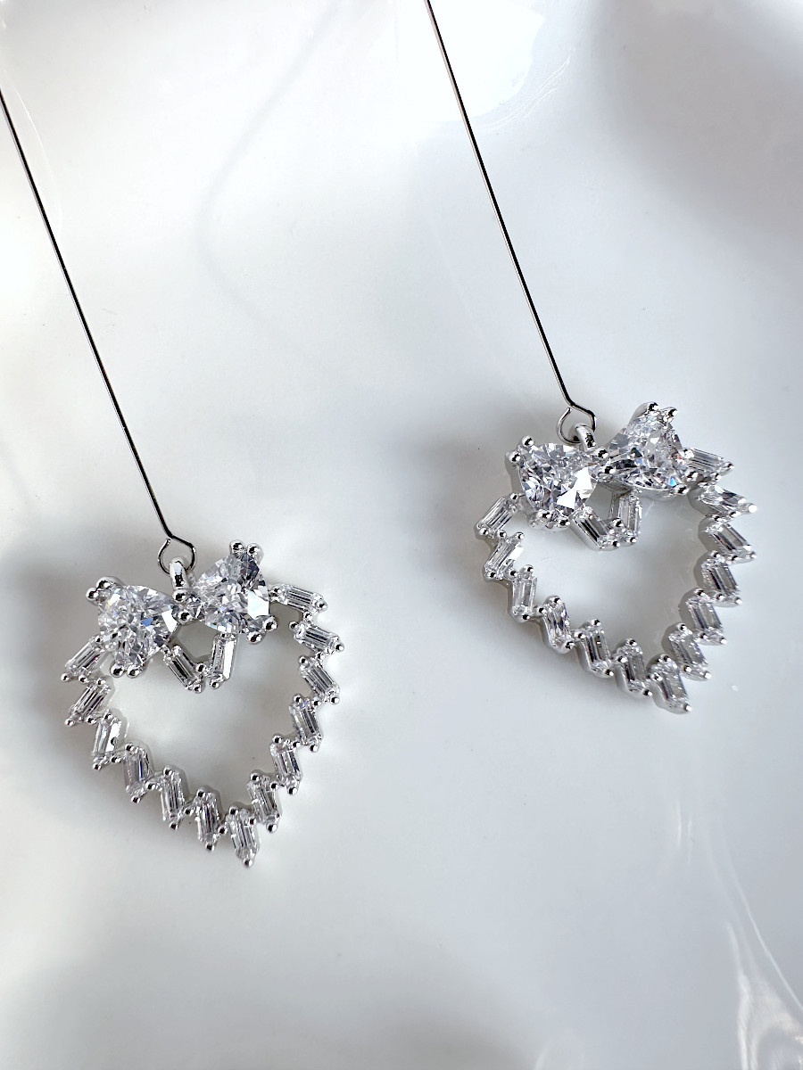 Серьги "Гламур" с подвеской-сердцем на струне, Xuping Jewelry