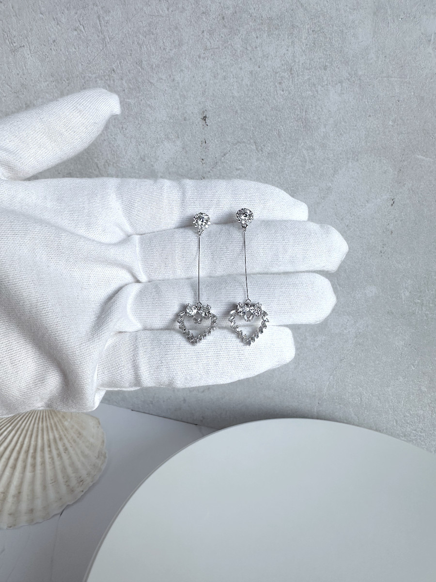 Серьги "Гламур" с подвеской-сердцем на струне, Xuping Jewelry