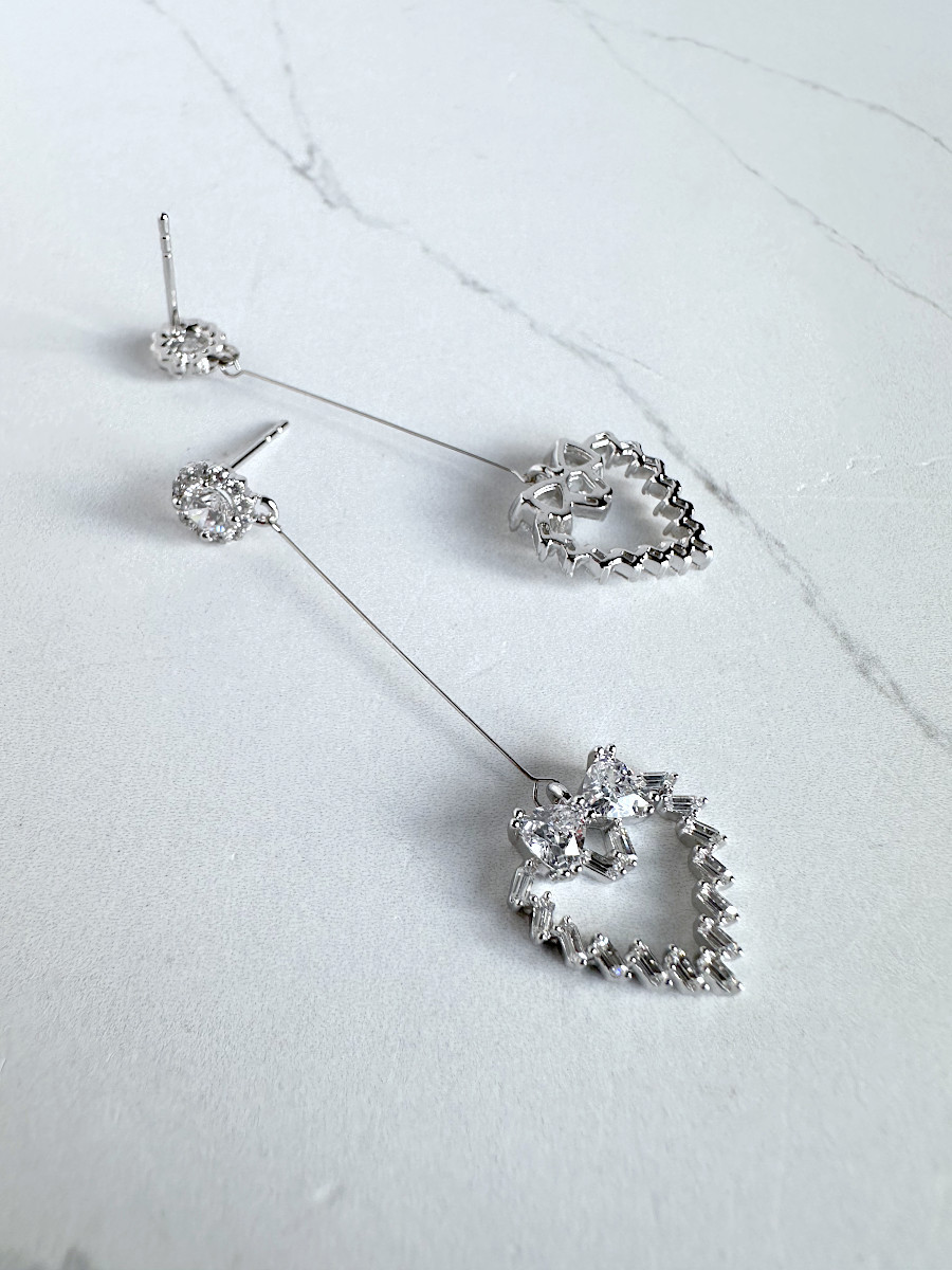 Серьги "Гламур" с подвеской-сердцем на струне, Xuping Jewelry