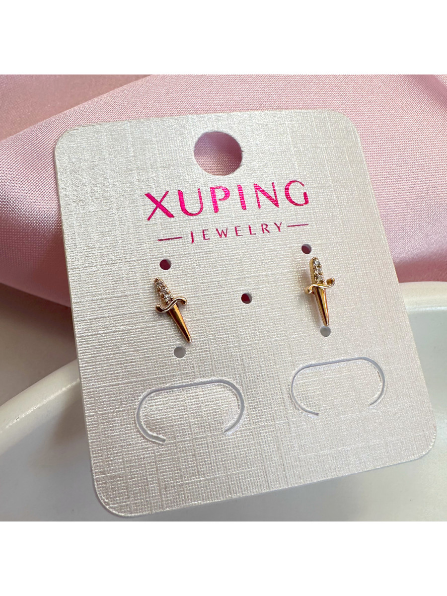 Серьги-гвоздики "Кинжалы" Xuping Jewelry, золотистые Серьги-гвоздики "Кинжалы" Xuping Jewelry, золотистые