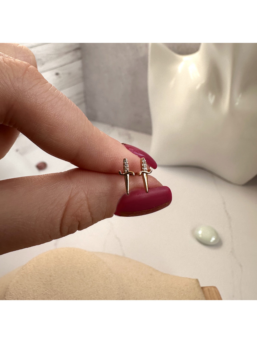 Серьги-гвоздики "Кинжалы" Xuping Jewelry, золотистые Серьги-гвоздики "Кинжалы" Xuping Jewelry, золотистые