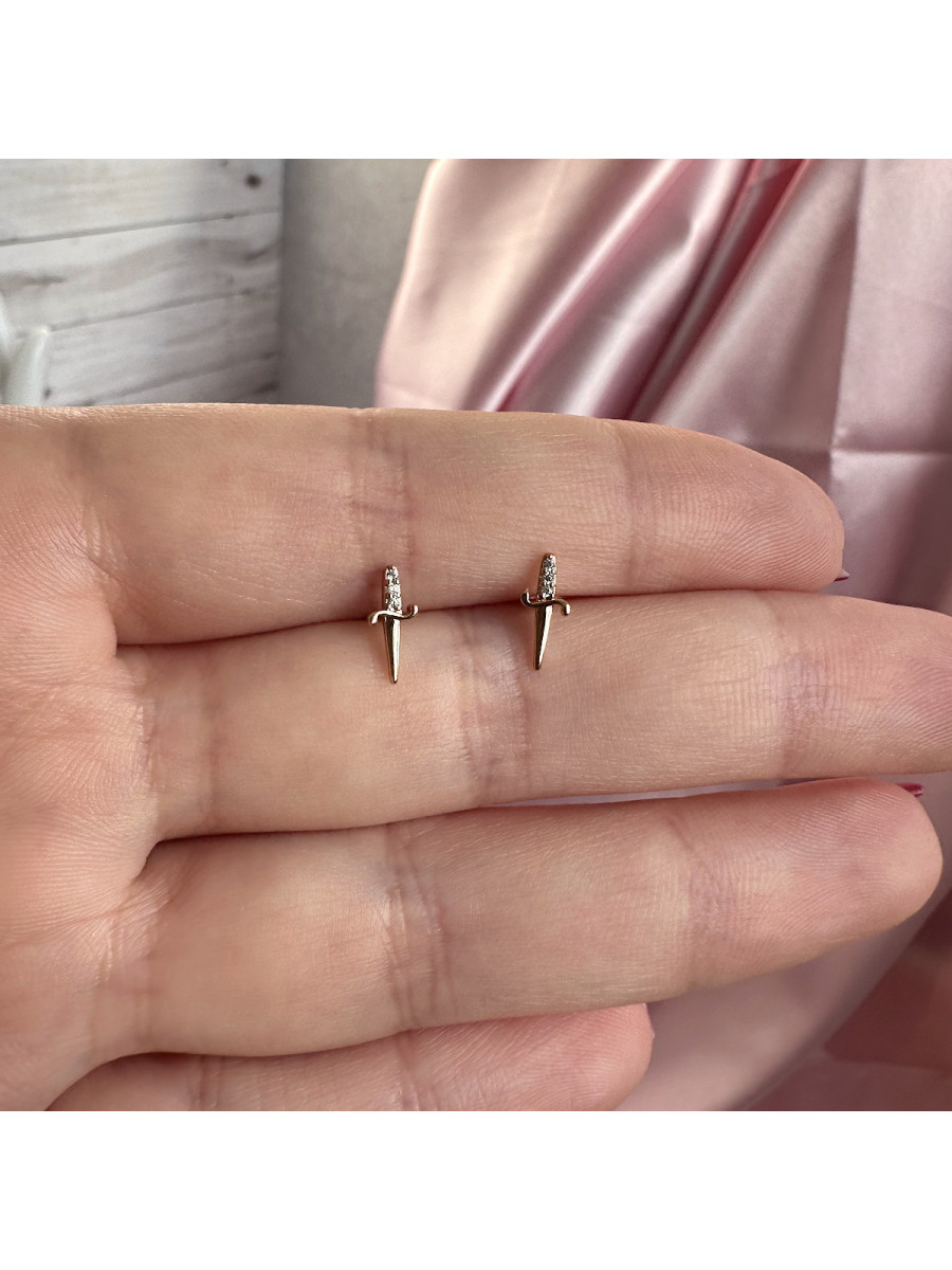Серьги-гвоздики "Кинжалы" Xuping Jewelry, золотистые Серьги-гвоздики "Кинжалы" Xuping Jewelry, золотистые