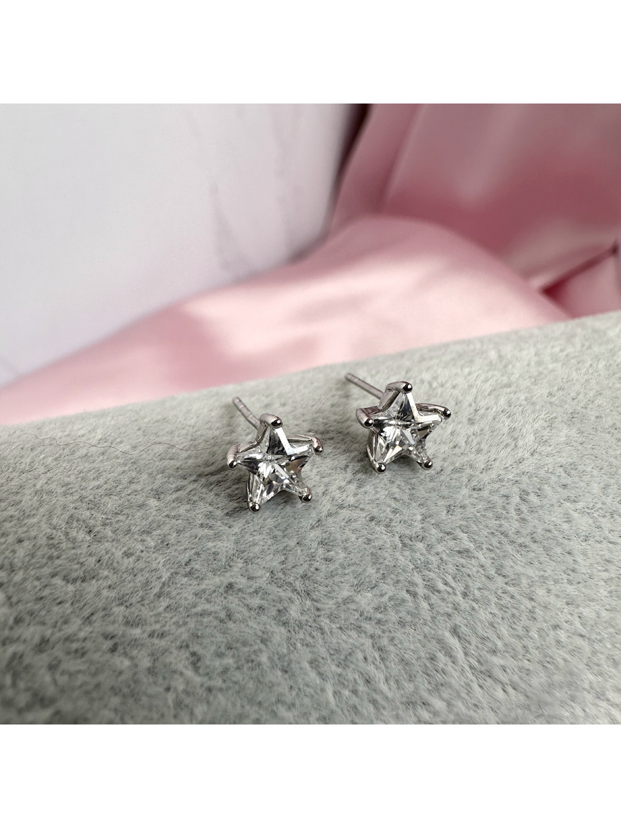 Серьги-пусеты "Звезда" с фианитами, Xuping Jewelry Серьги-пусеты "Звезда" с фианитами, Xuping Jewelry
