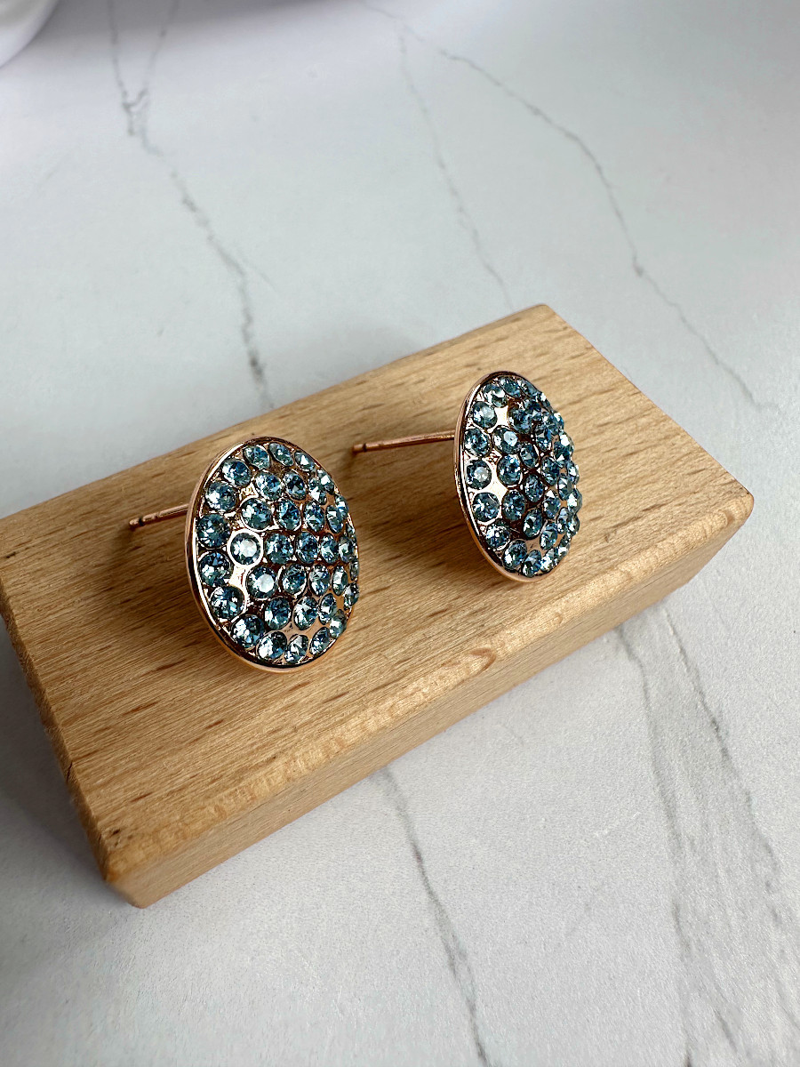 Серьги-гвоздики с россыпью голубых кристаллов Сваровски, Xuping Jewelry