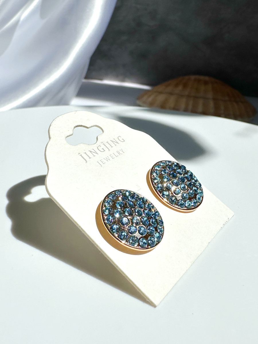 Серьги-гвоздики с россыпью голубых кристаллов Сваровски, Xuping Jewelry