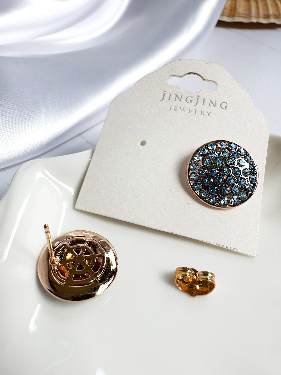 Серьги-гвоздики с россыпью голубых кристаллов Сваровски, Xuping Jewelry