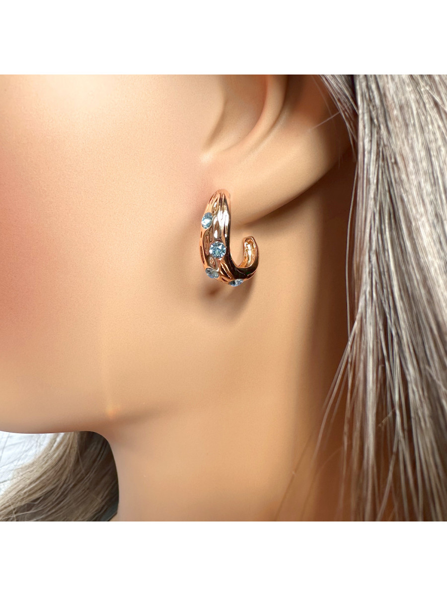 Серьги-полукольца с голубыми кристаллами Swarovski, Xuping Jewelry