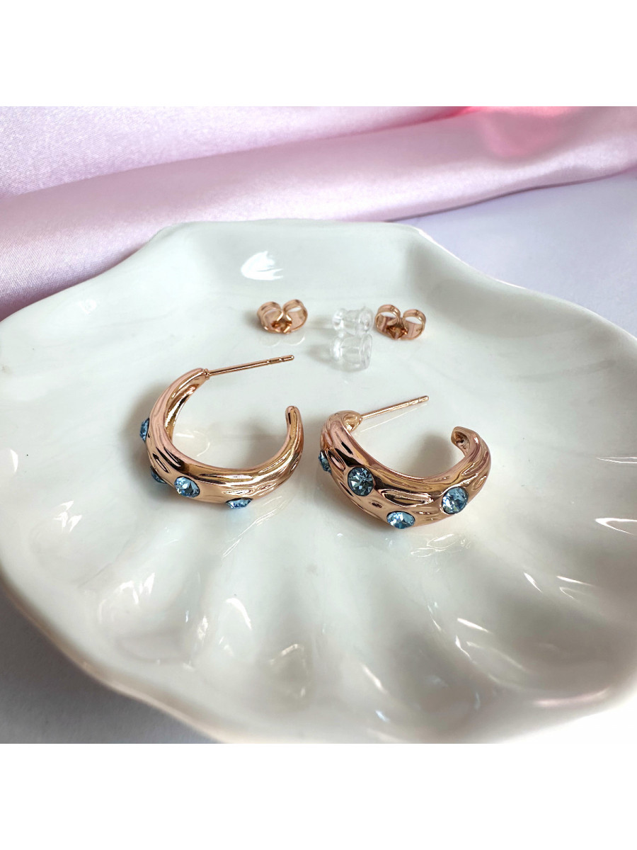Серьги-полукольца с голубыми кристаллами Swarovski, Xuping Jewelry
