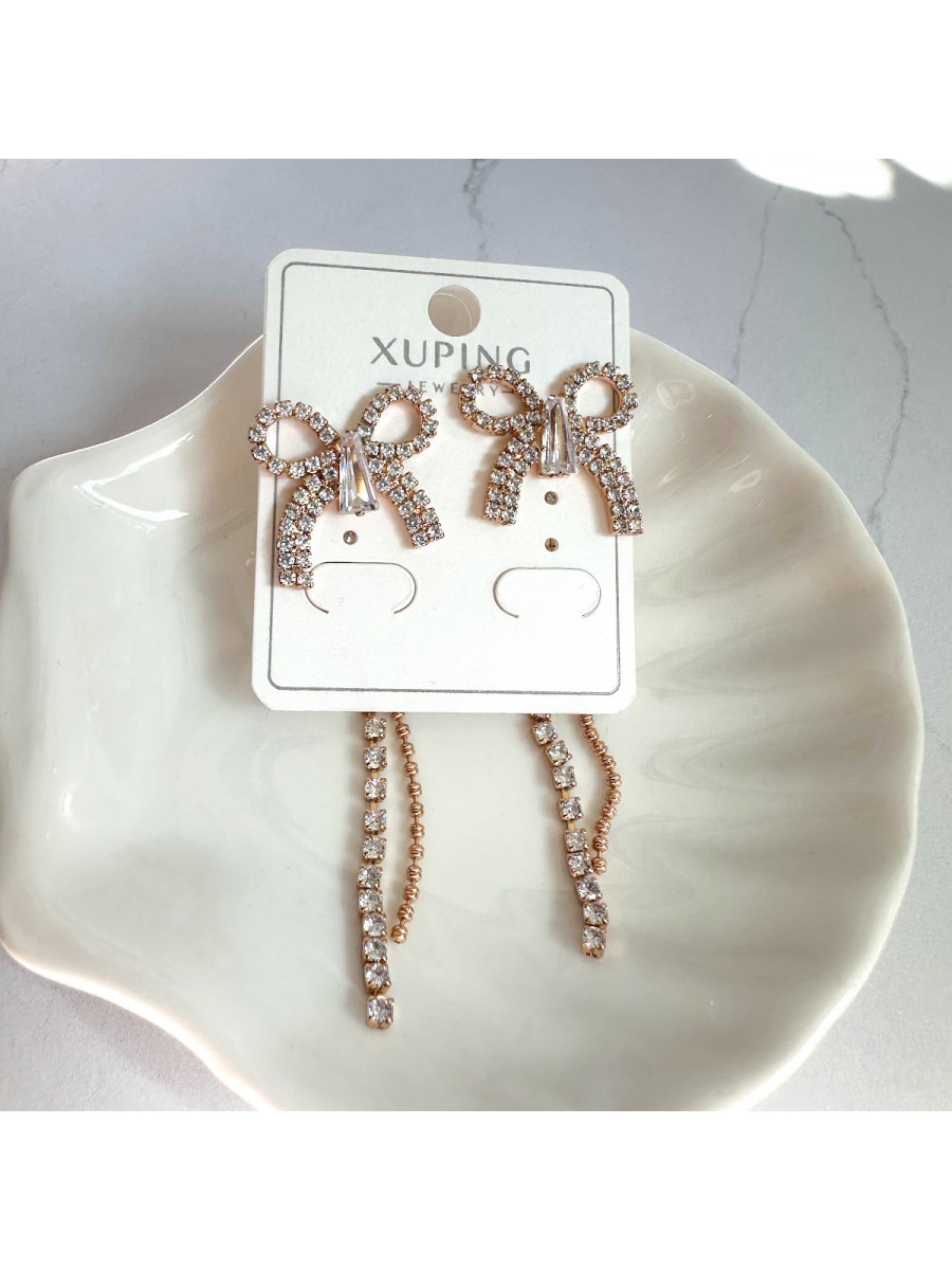 Серьги-трансформеры 2-в-1 "Бантики", Xuping Jewelry