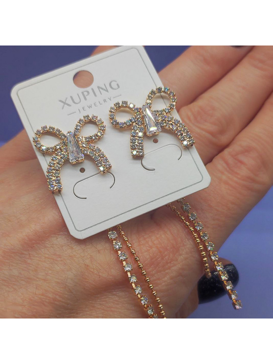 Серьги-трансформеры 2-в-1 "Бантики", Xuping Jewelry