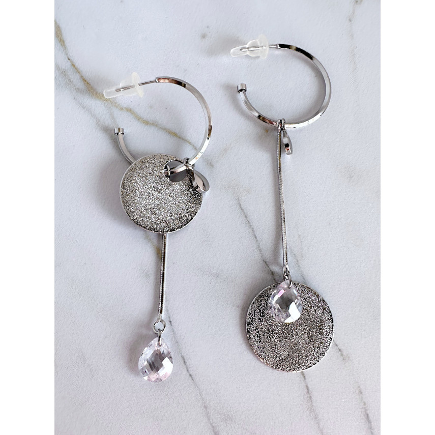 Асимметричные cерьги-трансформеры-полукольца "Silver", Xuping Jewelry