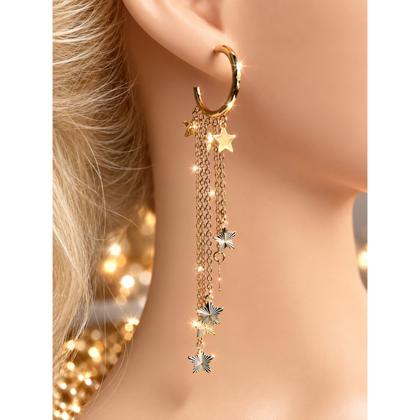 Серьги-полукольца с дождиком из звёзд, Xuping Jewelry