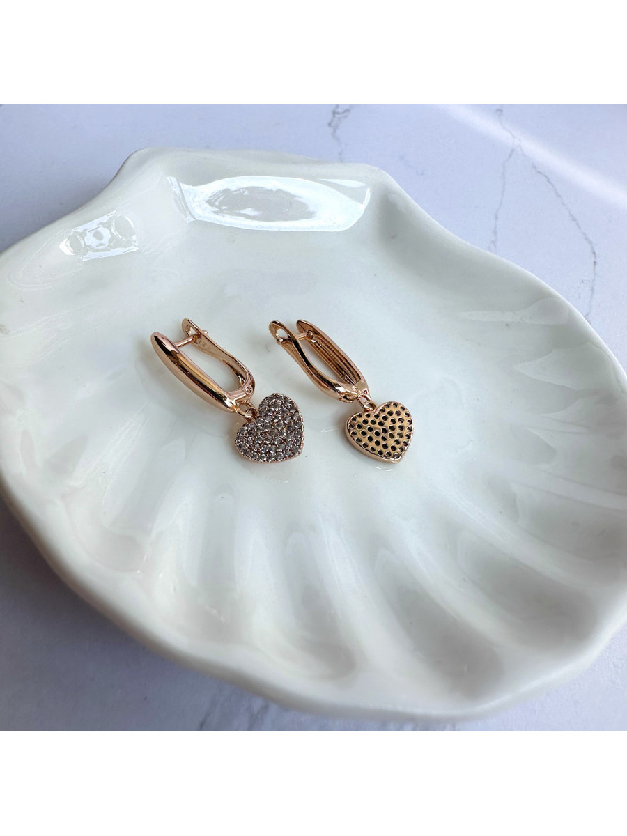 Серьги Xuping Jewelry на английском замке с подвеской-сердцем Серьги Xuping Jewelry на английском замке с подвеской-сердцем