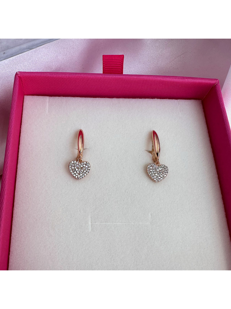 Серьги Xuping Jewelry на английском замке с подвеской-сердцем Серьги Xuping Jewelry на английском замке с подвеской-сердцем