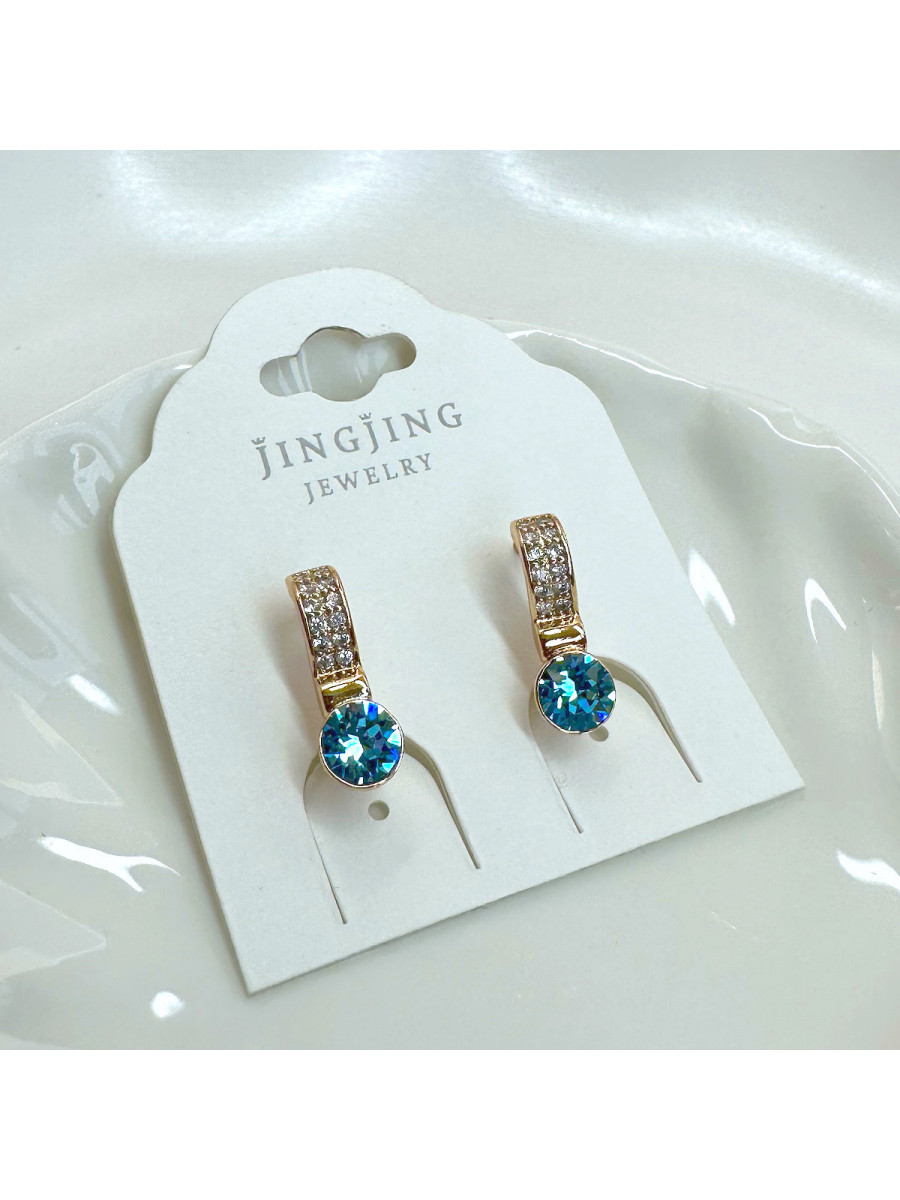 Элегантные серьги с голубым кристаллом Swarovski