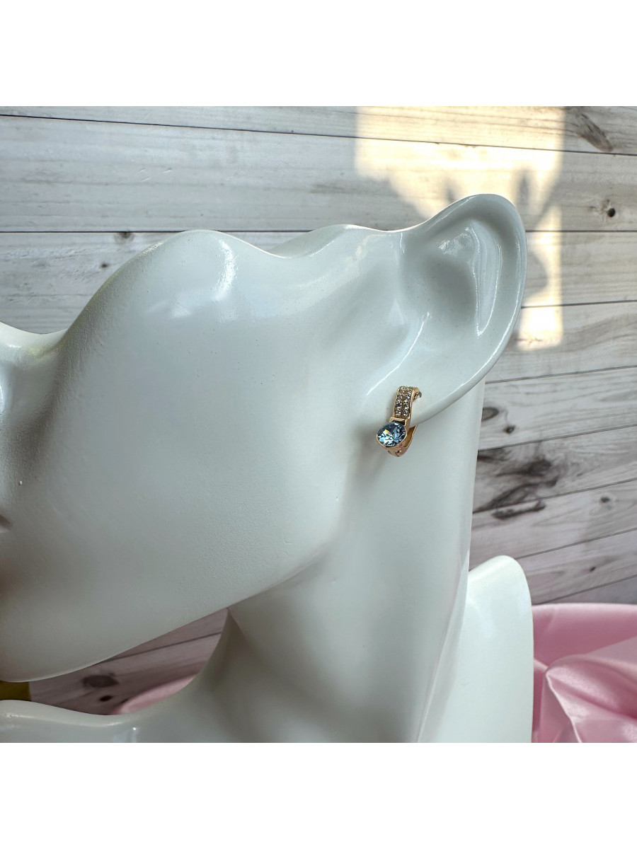 Элегантные серьги с голубым кристаллом Swarovski