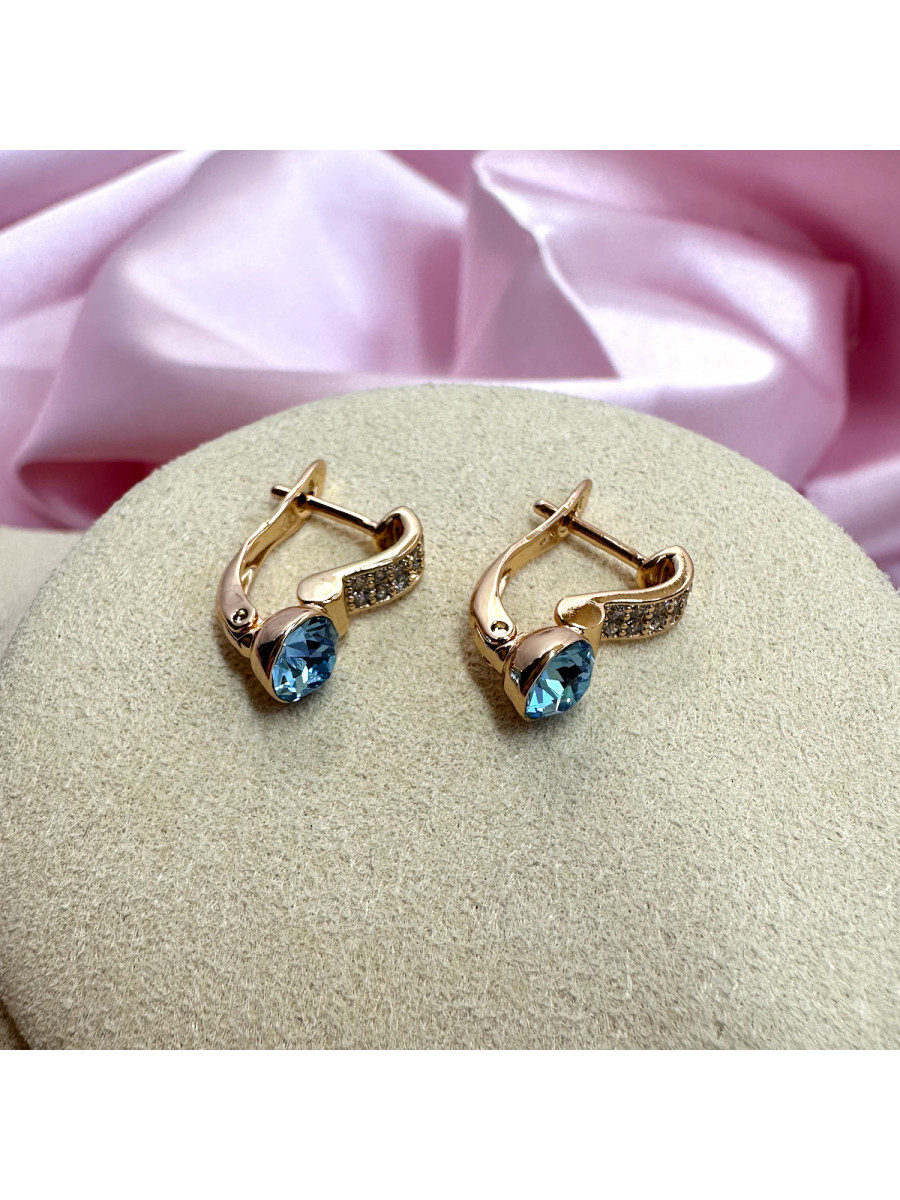 Элегантные серьги с голубым кристаллом Swarovski