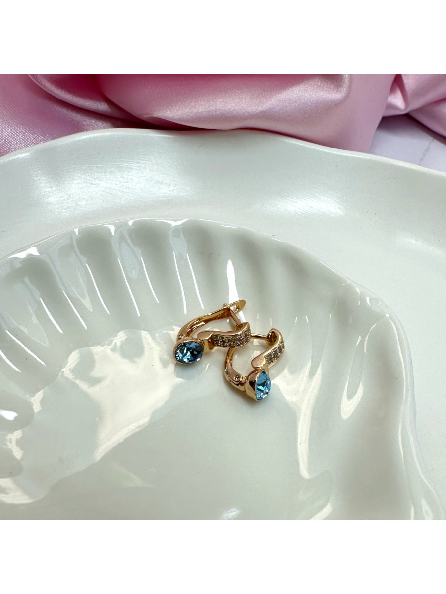 Элегантные серьги с голубым кристаллом Swarovski