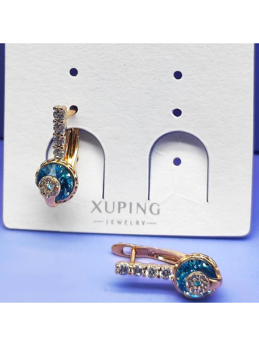 Серьги "Услада принцесс" с голубым кристаллом Swarovski, Xuping Jewelry Серьги "Услада принцесс" с голубым кристаллом Swarovski, Xuping Jewelry