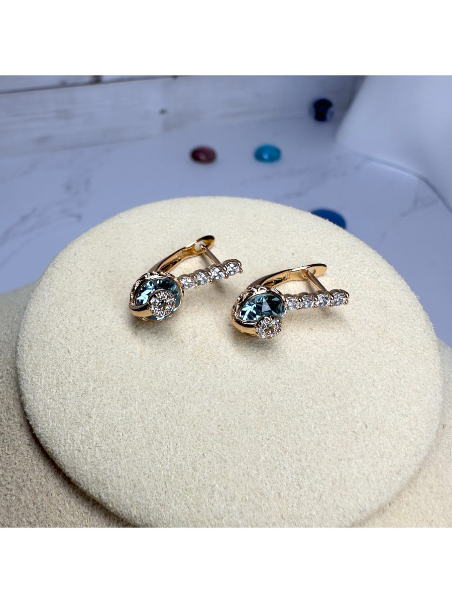 Серьги "Услада принцесс" с голубым кристаллом Swarovski, Xuping Jewelry Серьги "Услада принцесс" с голубым кристаллом Swarovski, Xuping Jewelry