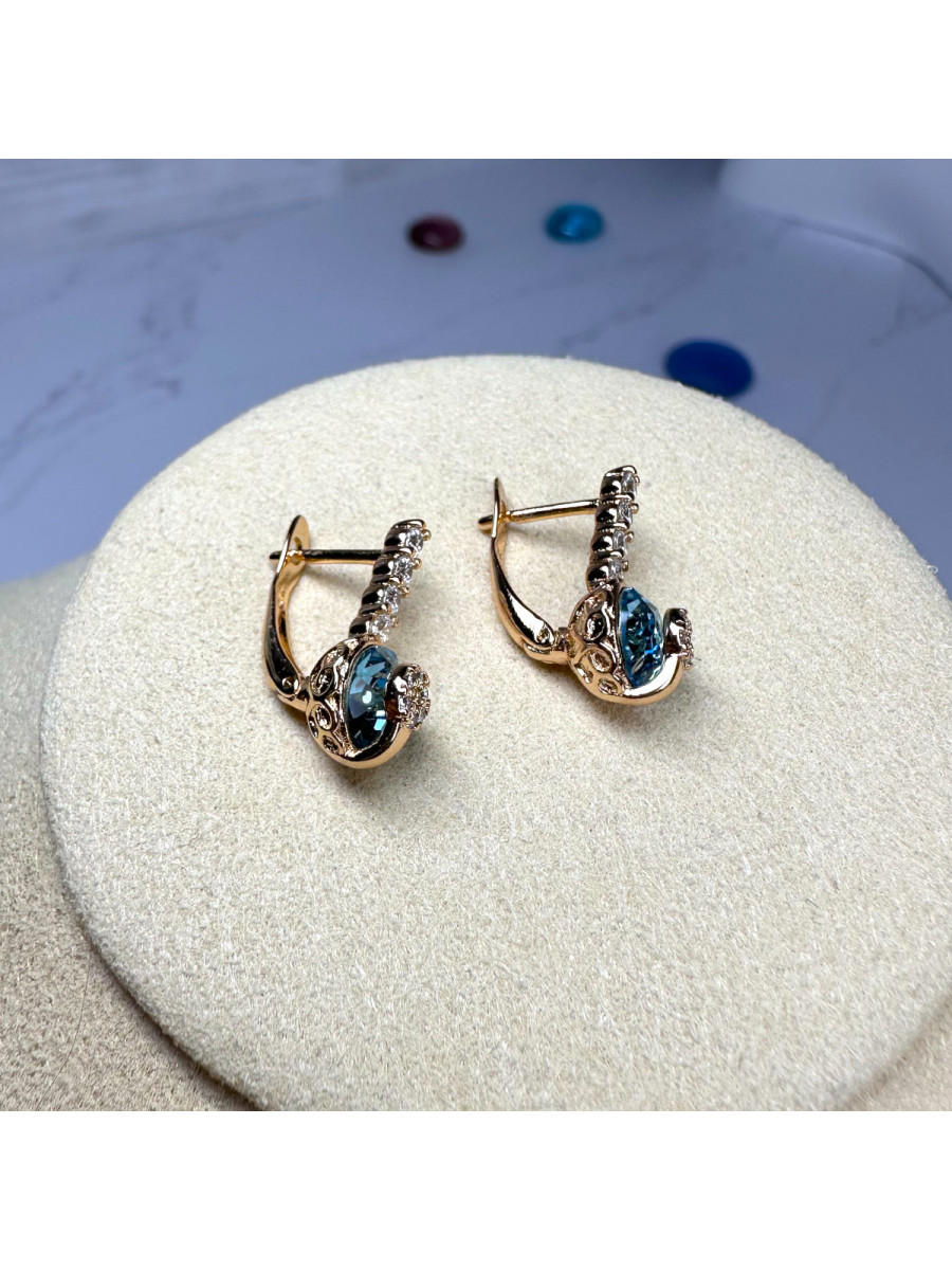 Серьги "Услада принцесс" с голубым кристаллом Swarovski, Xuping Jewelry Серьги "Услада принцесс" с голубым кристаллом Swarovski, Xuping Jewelry