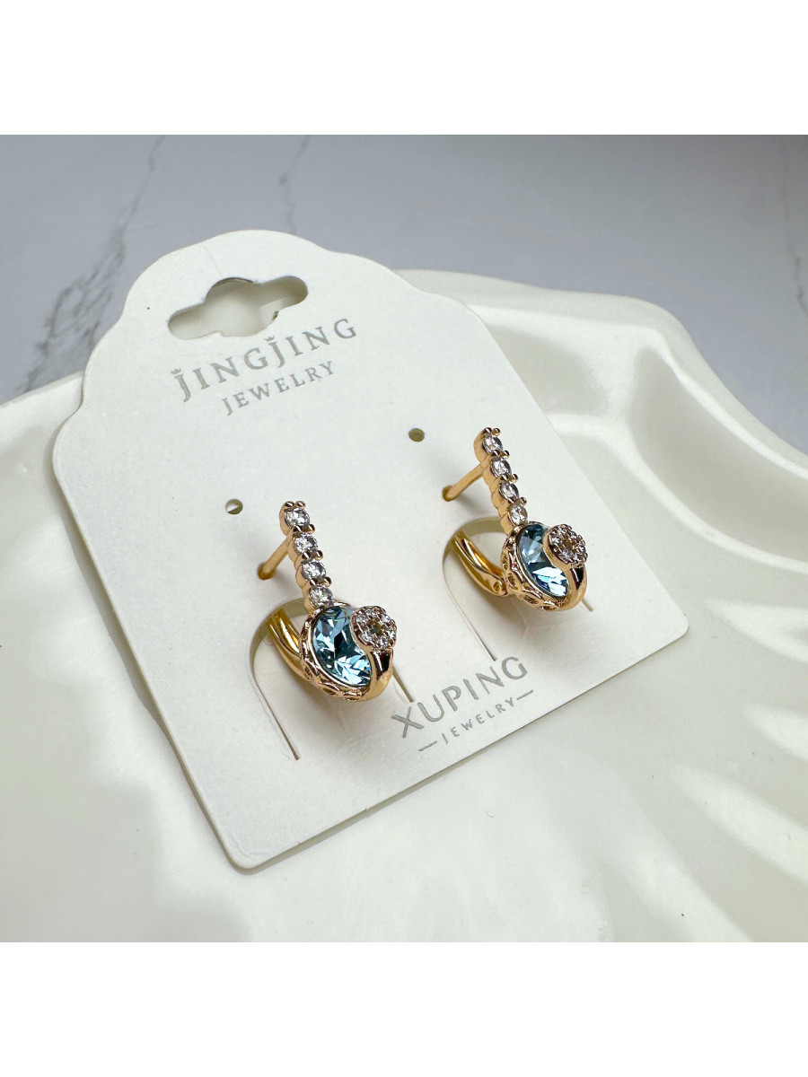 Серьги "Услада принцесс" с голубым кристаллом Swarovski, Xuping Jewelry Серьги "Услада принцесс" с голубым кристаллом Swarovski, Xuping Jewelry