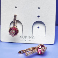 Серьги "Услада принцесс" с розовым кристаллом Swarovski, Xuping Jewelry