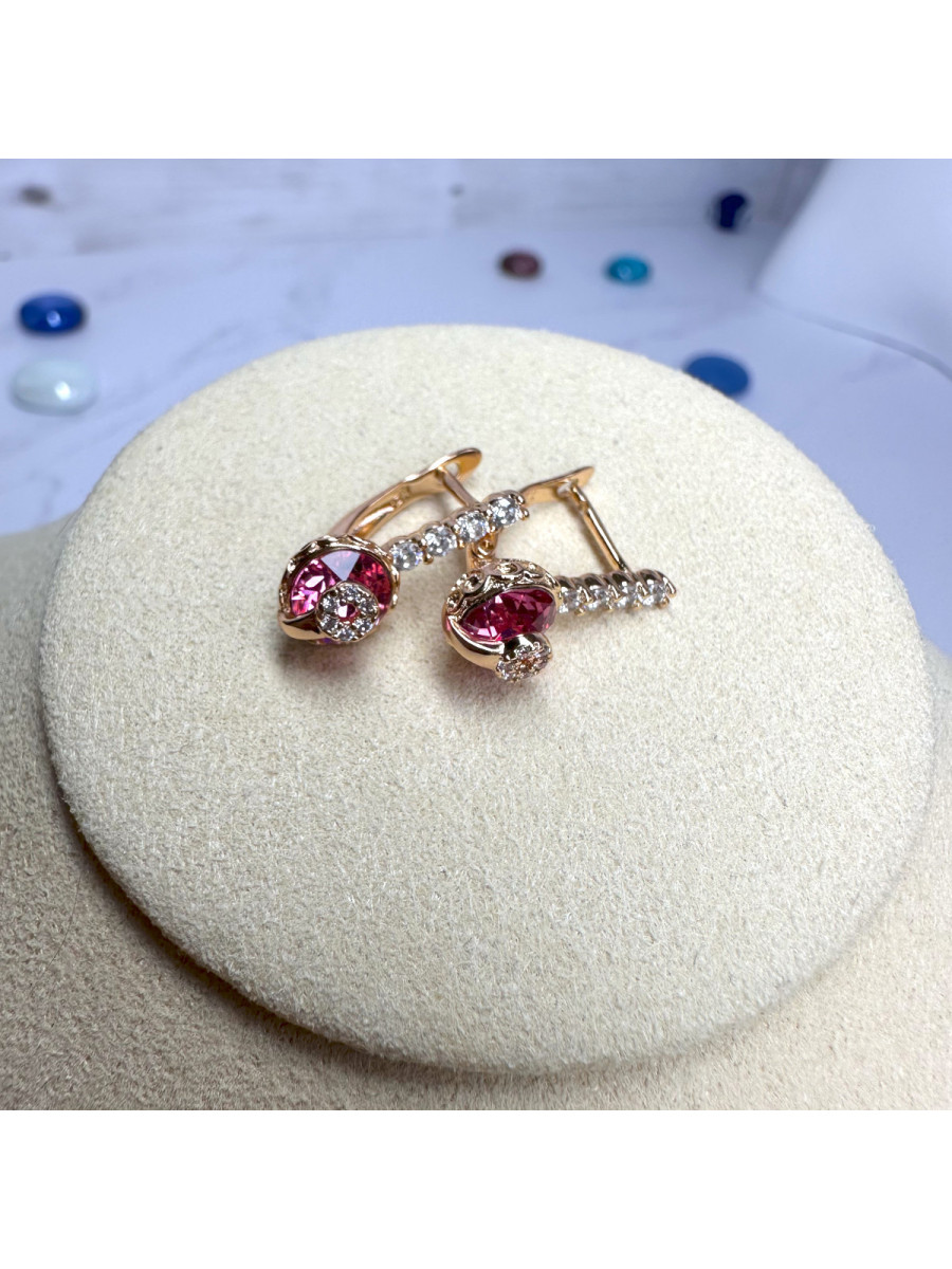 Серьги "Услада принцесс" с розовым кристаллом Swarovski, Xuping Jewelry