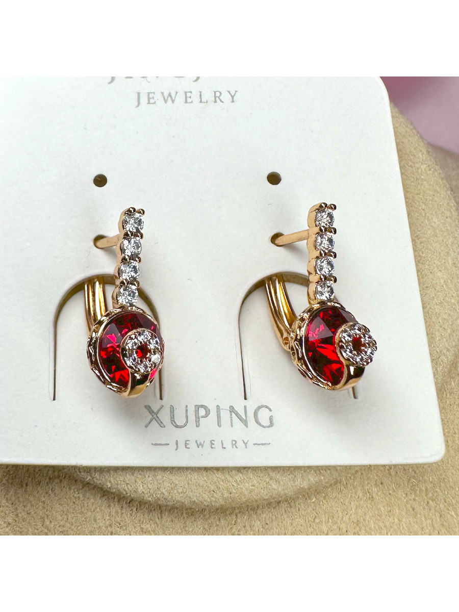 Серьги "Услада принцесс" с рубиновым кристаллом Swarovski, Xuping Jewelry