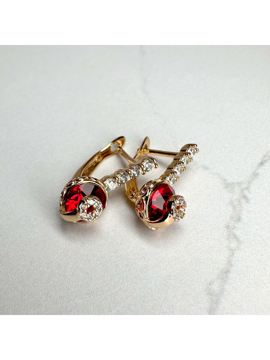 Серьги "Услада принцесс" с рубиновым кристаллом Swarovski, Xuping Jewelry