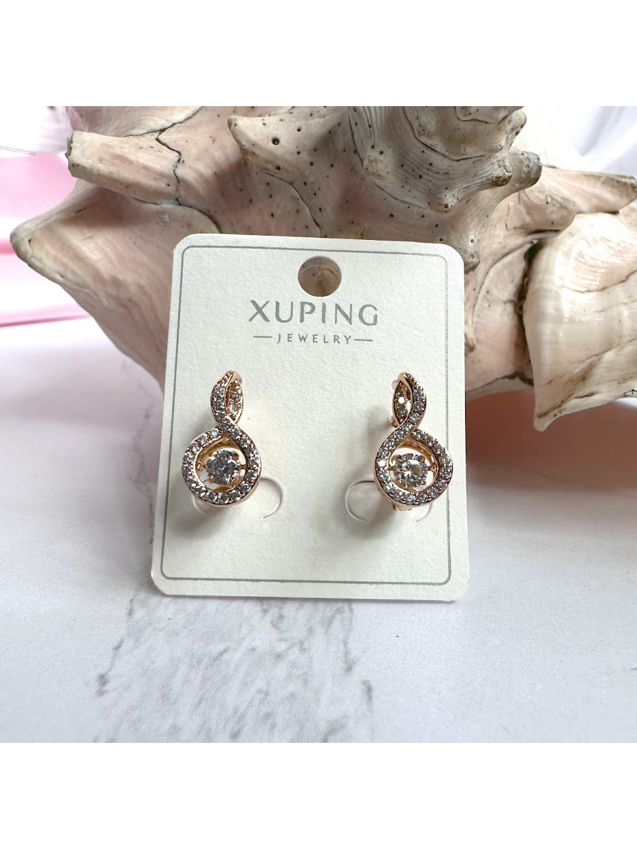 Серьги "Танцующий бриллиант" в золоте, Xuping Jewelry