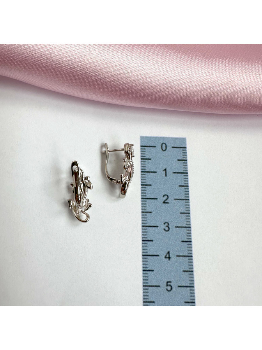 Серьги "Ящерицы" серебристые, с цирконами, Xuping Jewelry Серьги "Ящерицы" серебристые, с цирконами, Xuping Jewelry