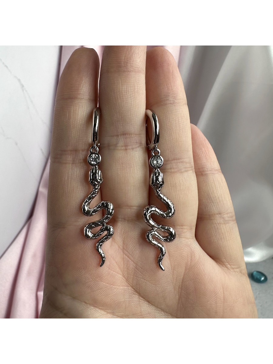 Серьги-подвески со змеями в серебре, Xuping Jewelry
