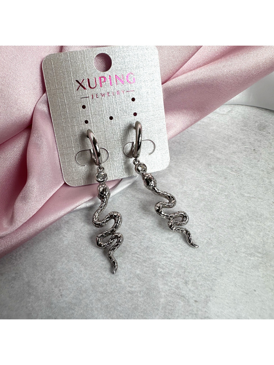 Серьги-подвески со змеями в серебре, Xuping Jewelry