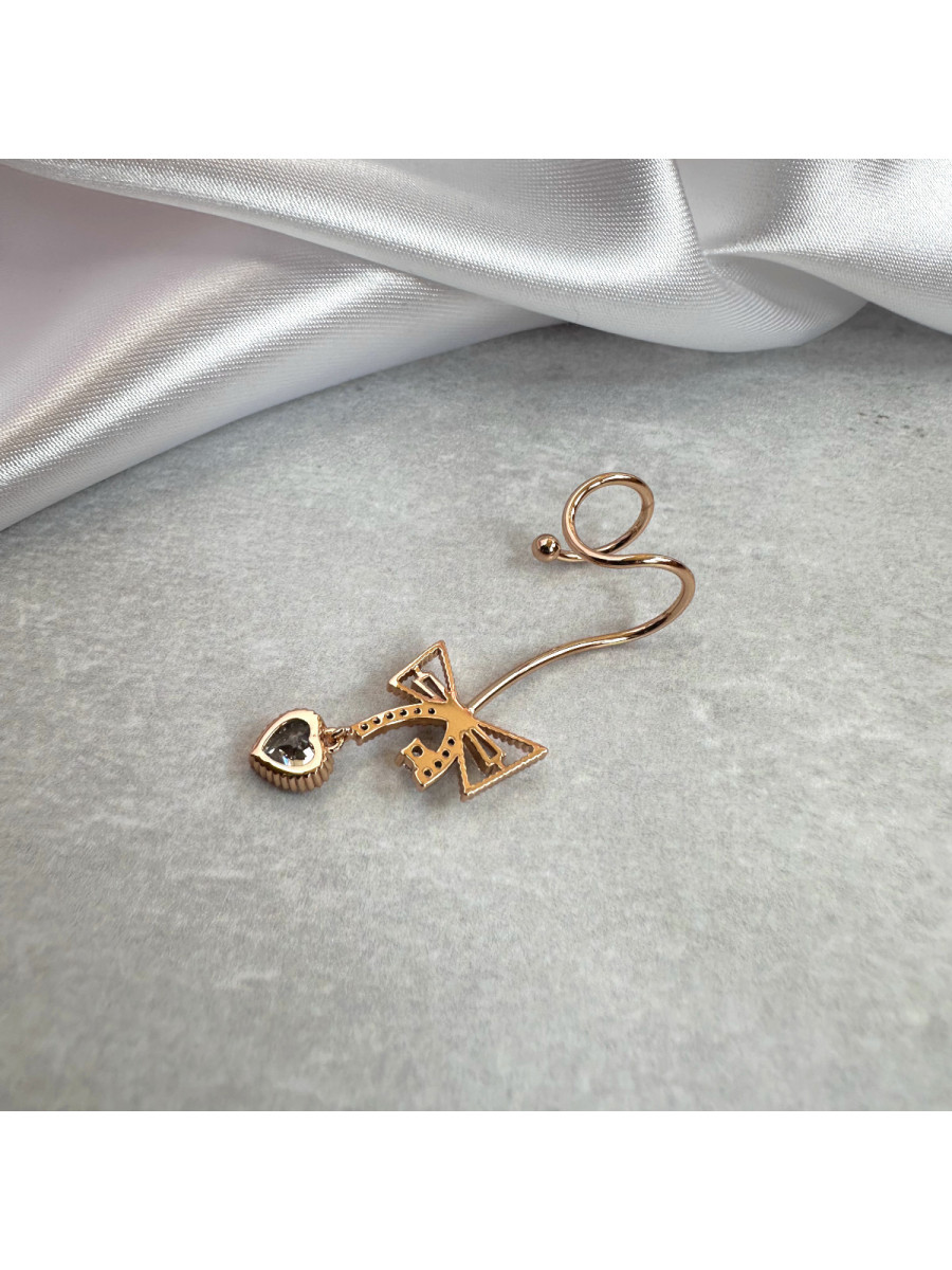 Кафф с бантиком и подвеской-сердцем, Xuping Jewelry