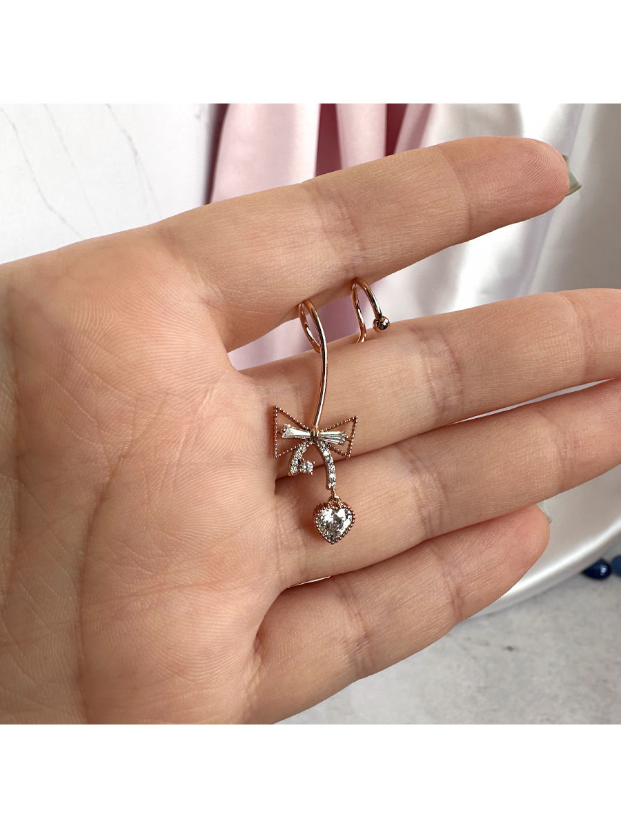 Кафф с бантиком и подвеской-сердцем, Xuping Jewelry