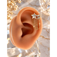 Серьга каффа "Звезда" с цирконами и подвесками цепочками, Xuping Jewelry